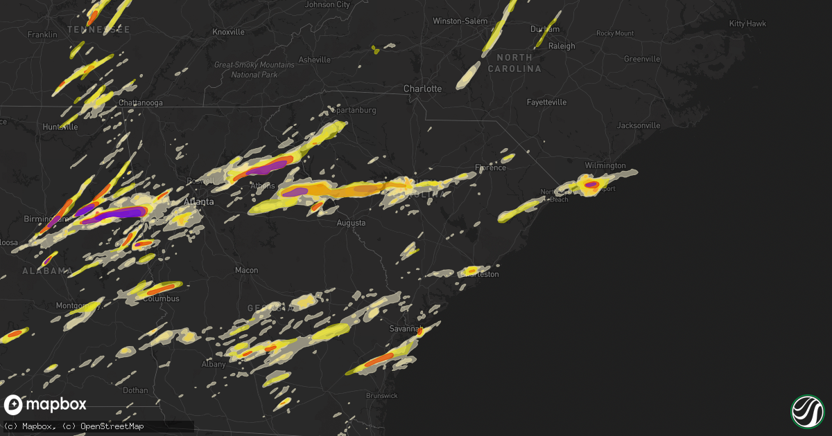 Hail map in South Carolina on April 5, 2017