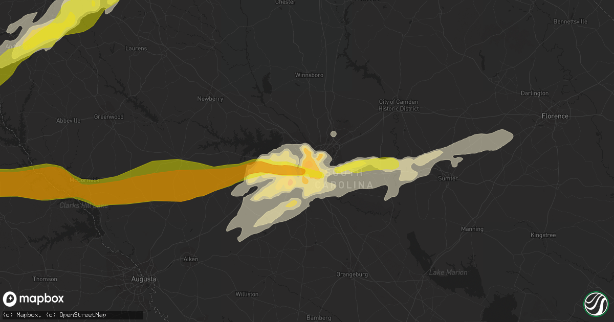 Hail map in West Columbia, SC on April 5, 2017