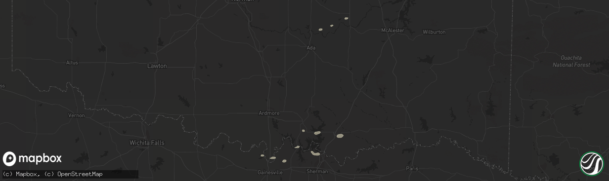 Hail map in Gainesville, TX on April 5, 2018