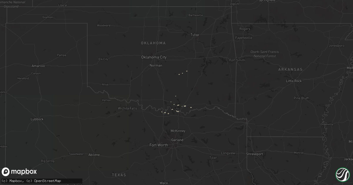 Hail map in Oklahoma on April 5, 2018