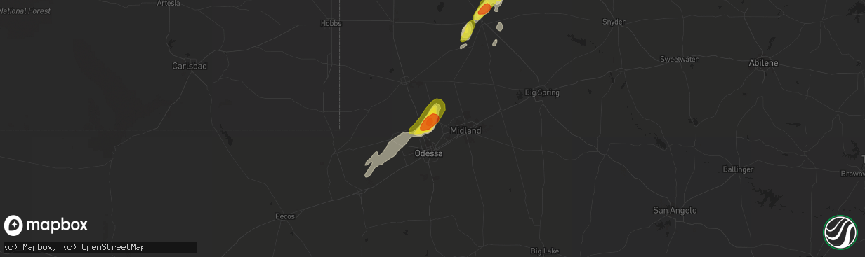 Hail map in Gardendale, TX on April 5, 2019