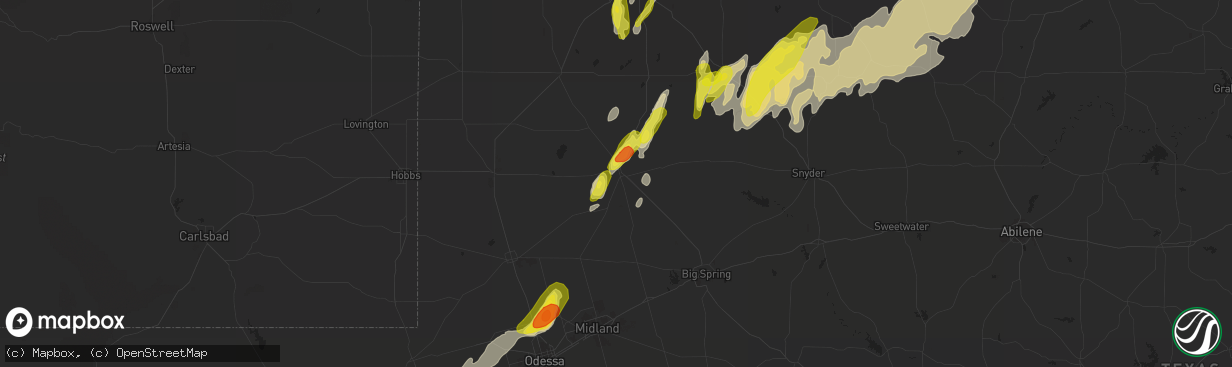 Hail map in Lamesa, TX on April 5, 2019