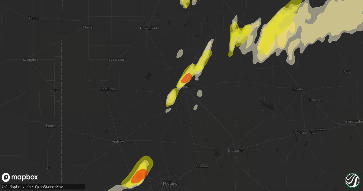 Hail map in Lamesa, TX on April 5, 2019