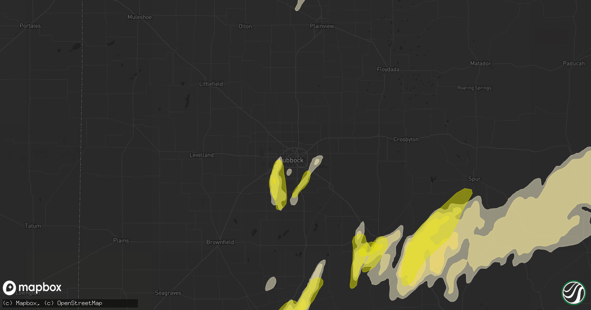 Hail map in Lubbock, TX on April 5, 2019