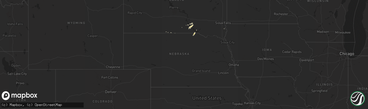 Hail map in Nebraska on April 5, 2019