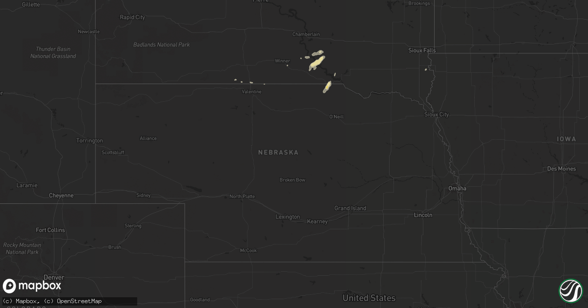 Hail map in Nebraska on April 5, 2019