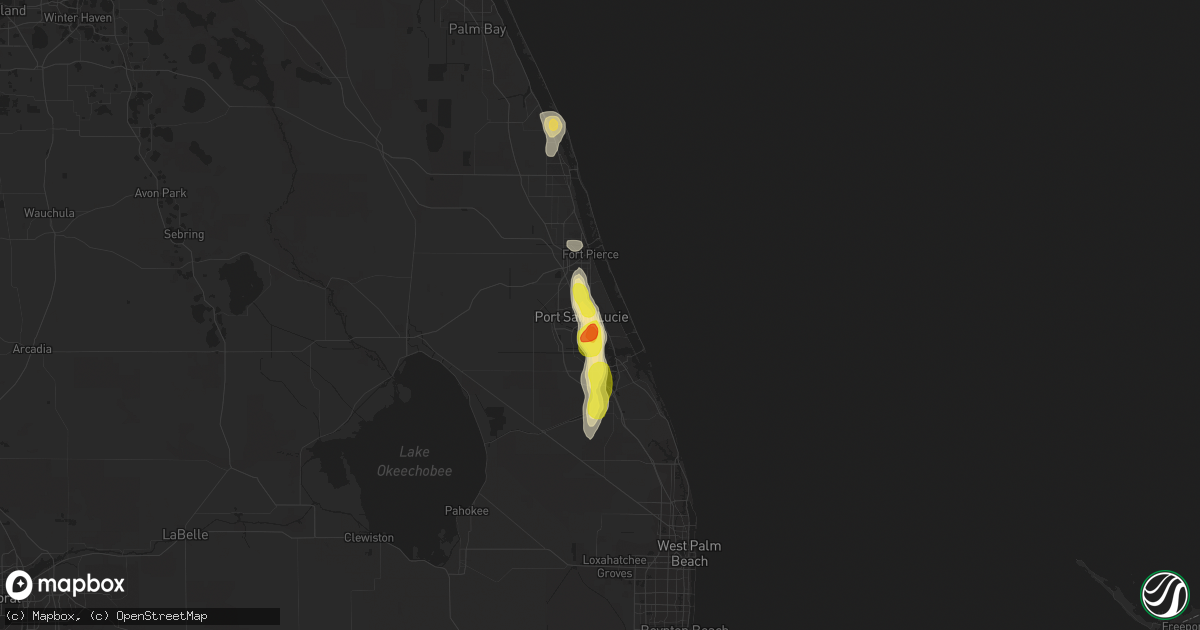 Hail map in Port Saint Lucie, FL on April 5, 2019