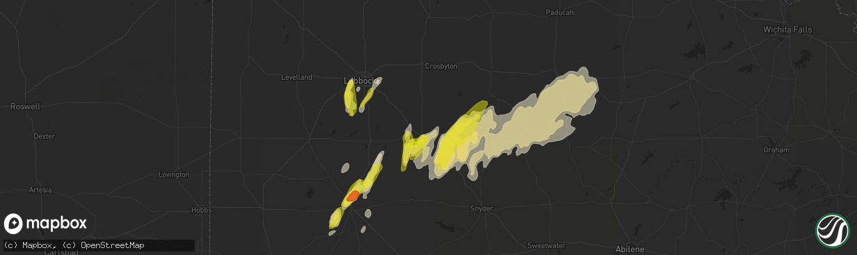 Hail map in Post, TX on April 5, 2019