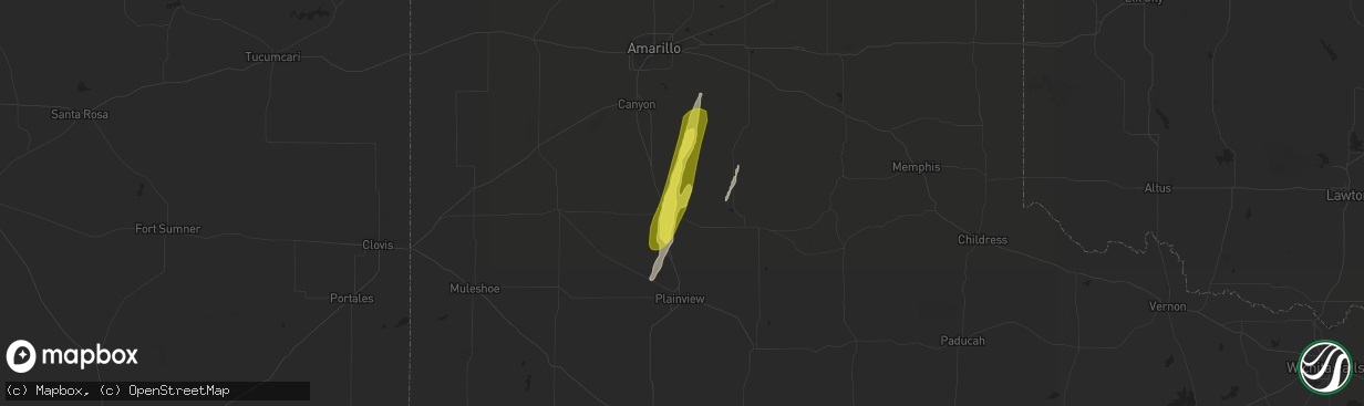 Hail map in Tulia, TX on April 5, 2019