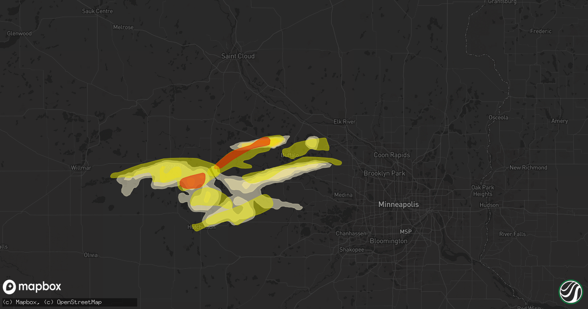 Hail map in Buffalo, MN on April 5, 2021