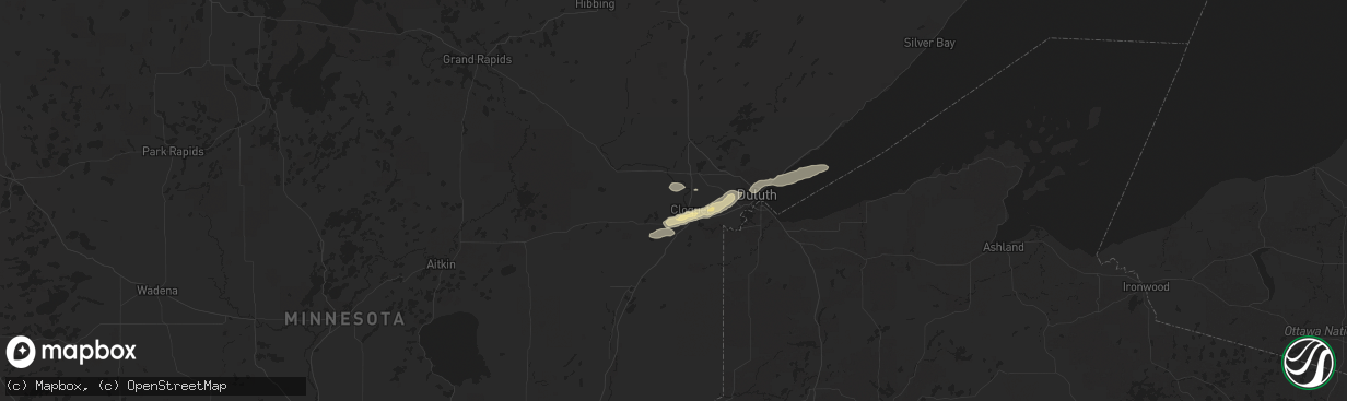 Hail map in Cloquet, MN on April 5, 2021