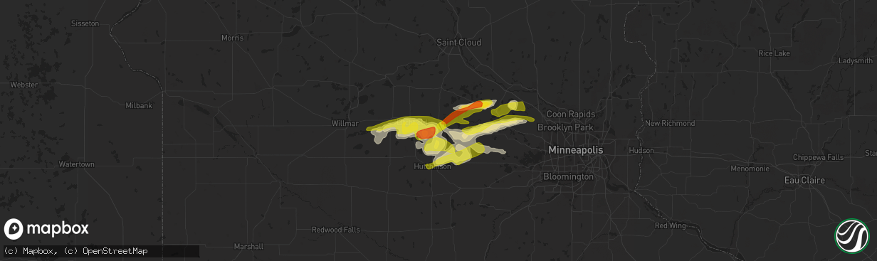 Hail map in Dassel, MN on April 5, 2021