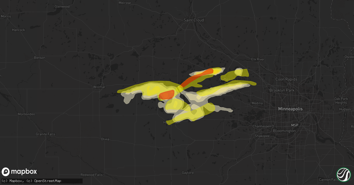 Hail map in Dassel, MN on April 5, 2021
