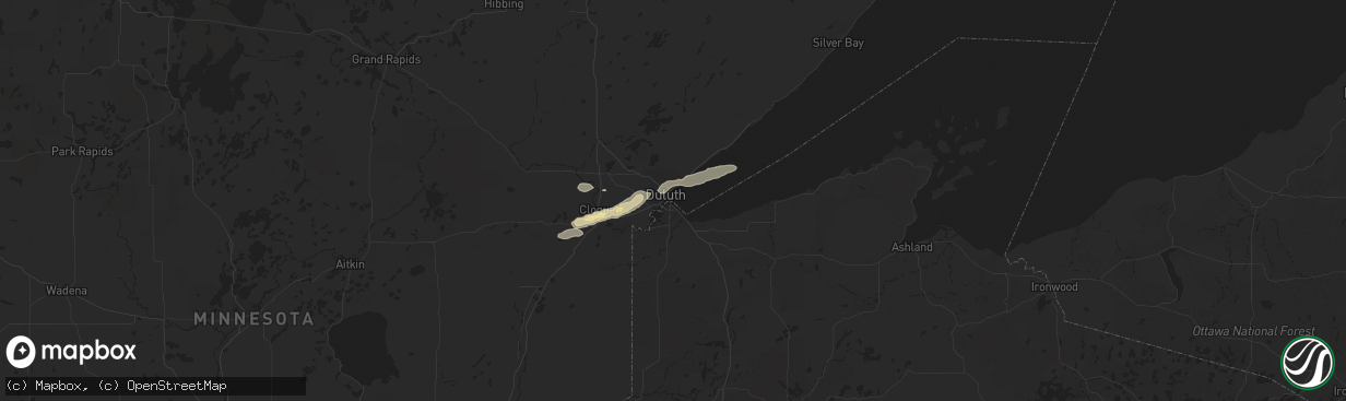 Hail map in Duluth, MN on April 5, 2021