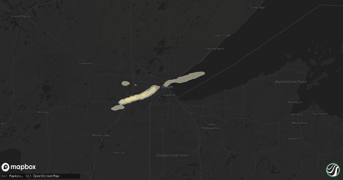 Hail map in Duluth, MN on April 5, 2021