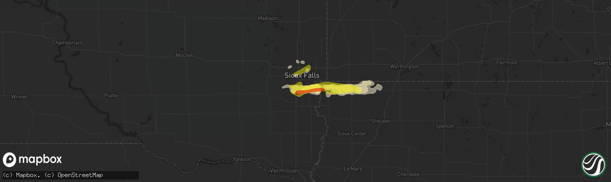 Hail map in Harrisburg, SD on April 5, 2021