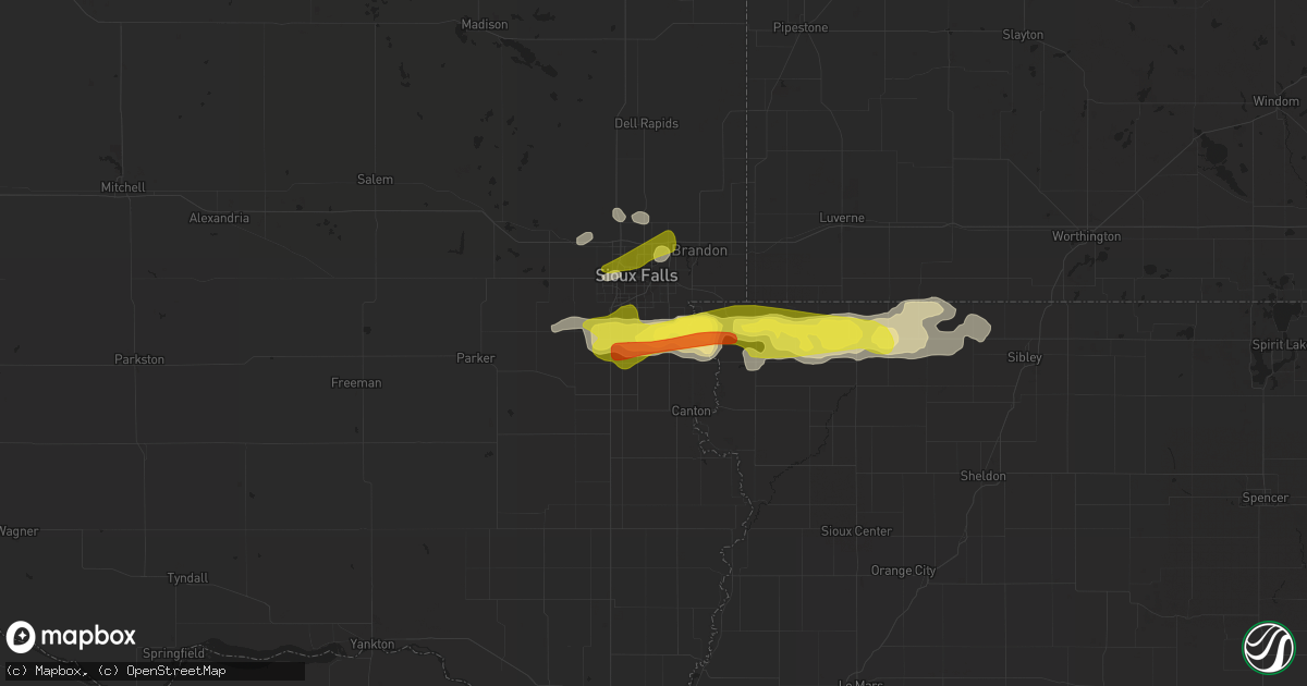Hail map in Harrisburg, SD on April 5, 2021