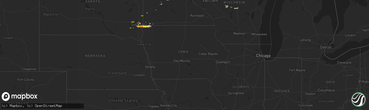 Hail map in Iowa on April 5, 2021