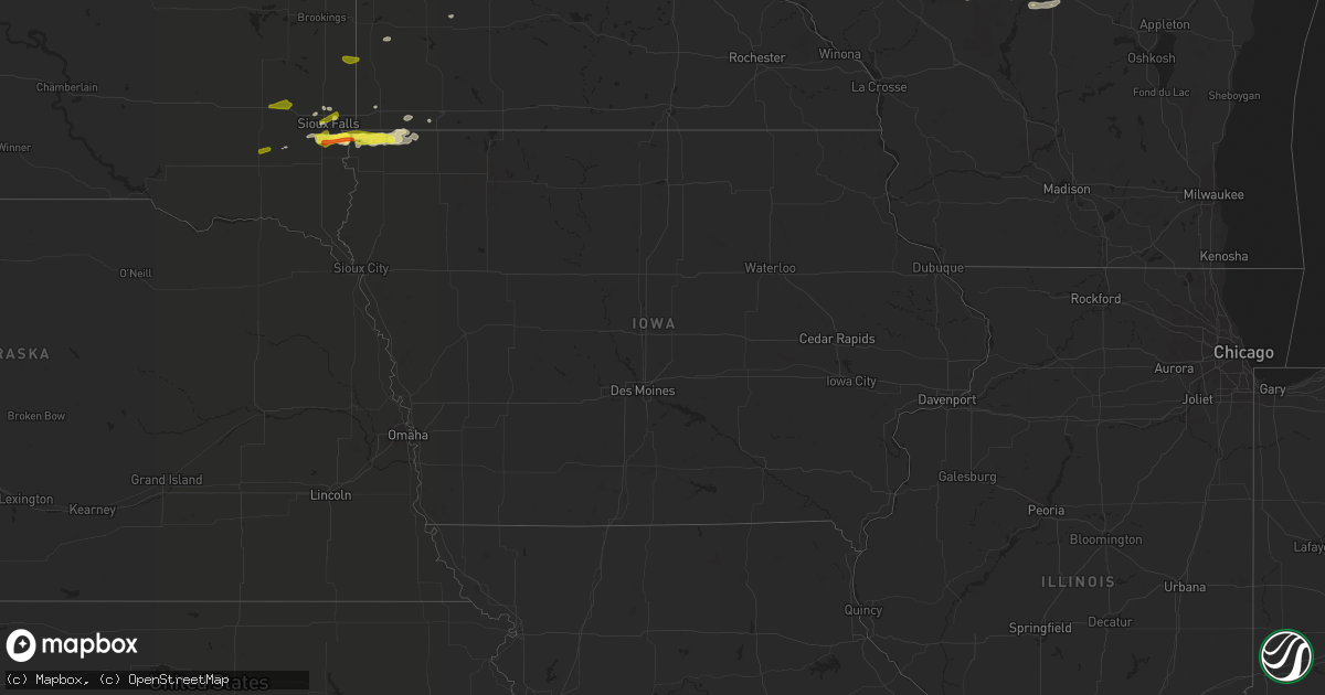 Hail map in Iowa on April 5, 2021