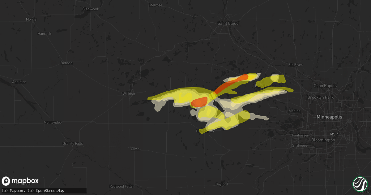 Hail map in Litchfield, MN on April 5, 2021