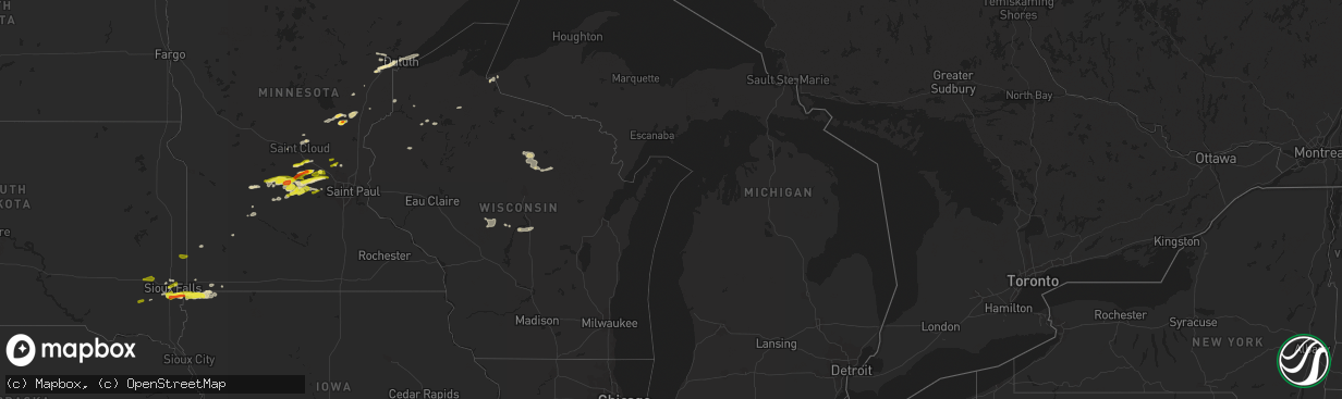 Hail map in Michigan on April 5, 2021