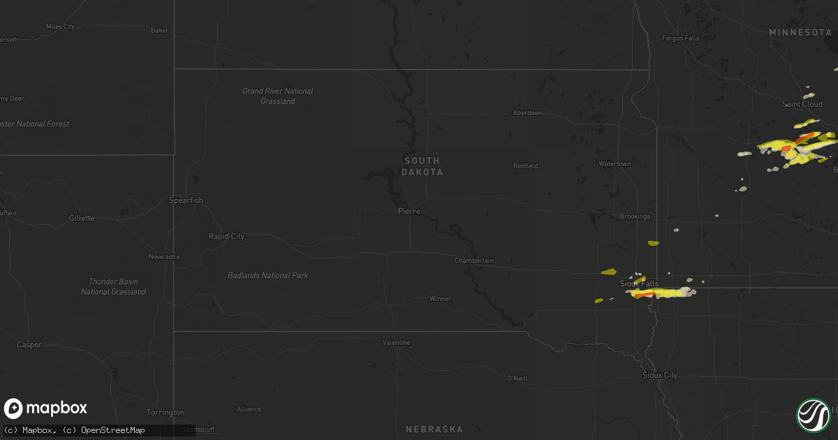 Hail map in South Dakota on April 5, 2021