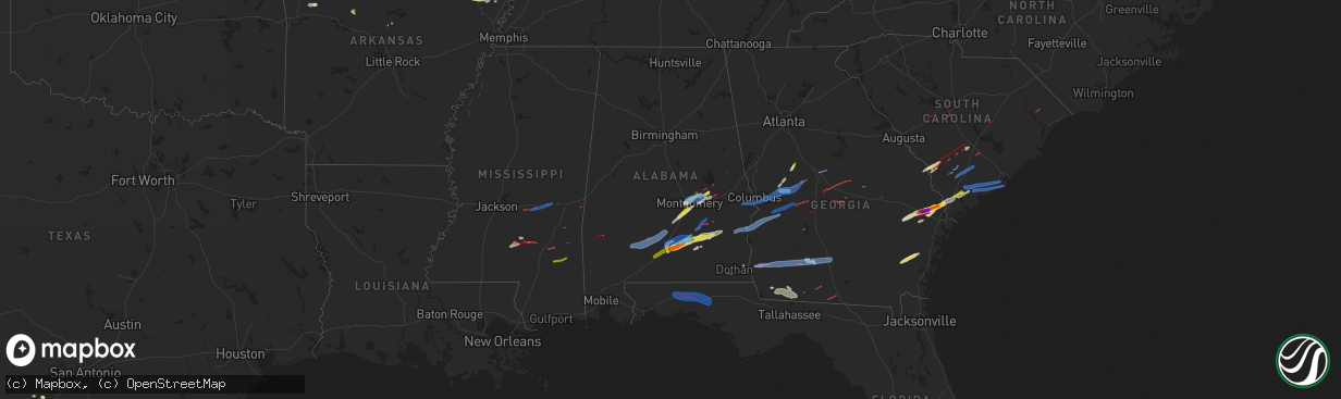 Hail map in Alabama on April 5, 2022