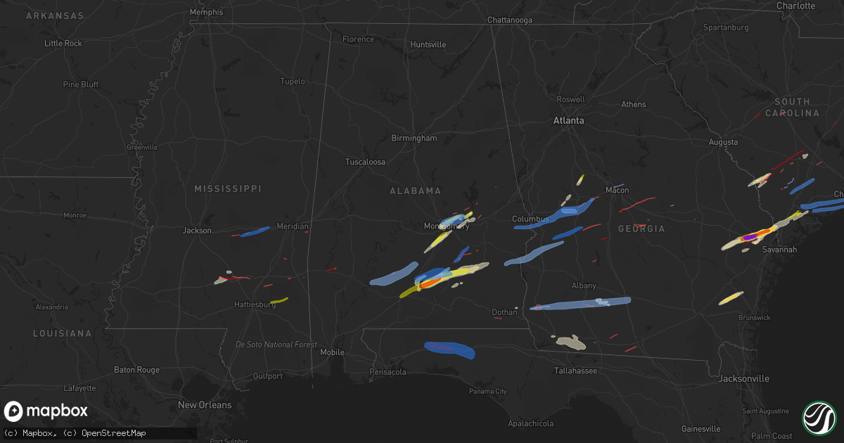 Hail map in Alabama on April 5, 2022