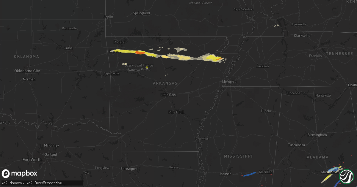 Hail map in Arkansas on April 5, 2022