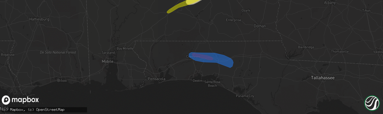 Hail map in Crestview, FL on April 5, 2022