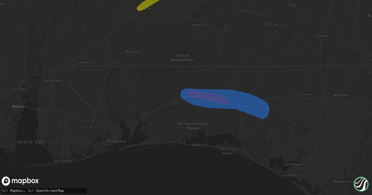 Hail map in Crestview, FL on April 5, 2022