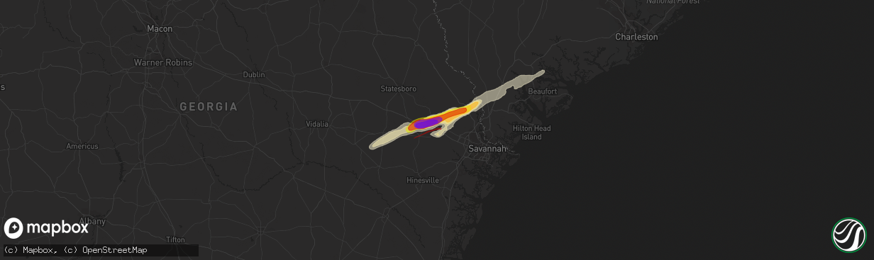 Hail map in Ellabell, GA on April 5, 2022