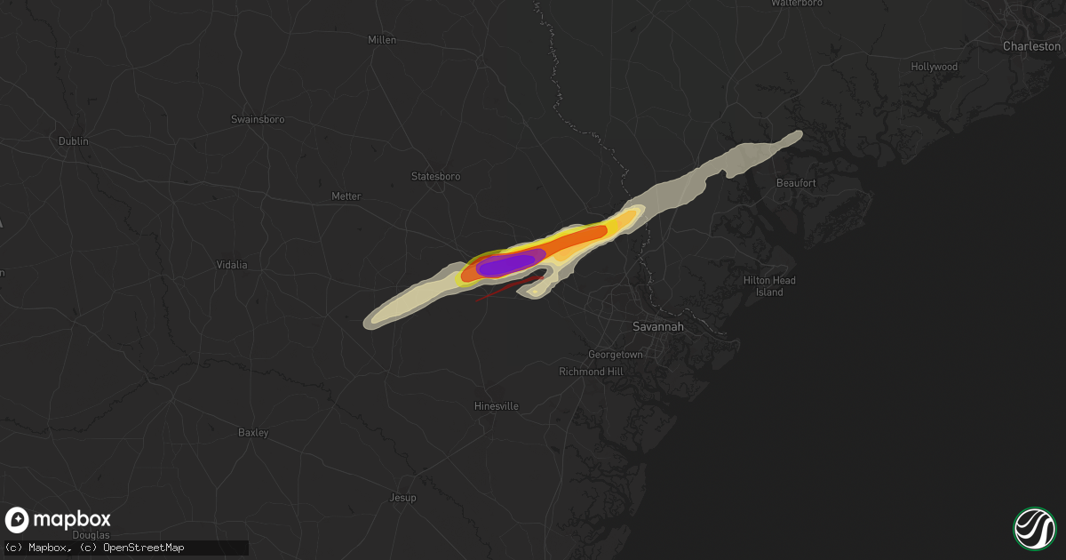 Hail map in Ellabell, GA on April 5, 2022