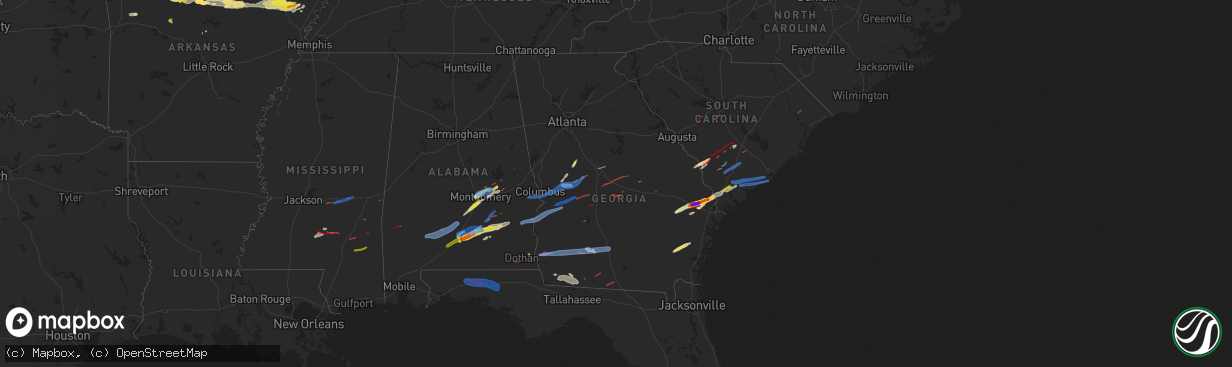 Hail map in Georgia on April 5, 2022