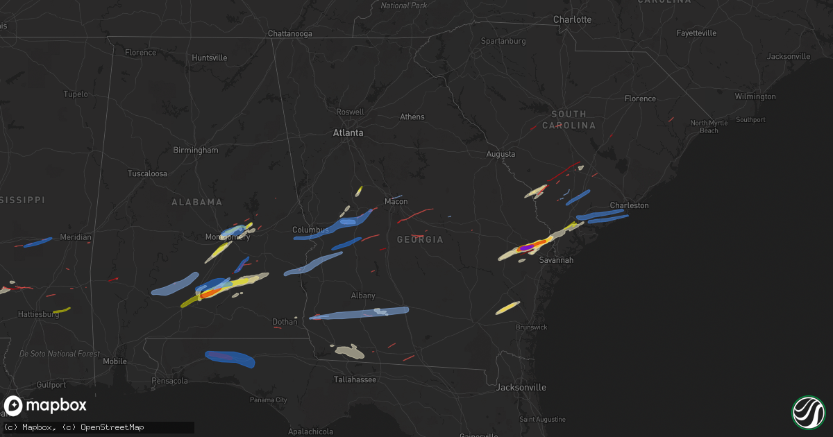 Hail map in Georgia on April 5, 2022