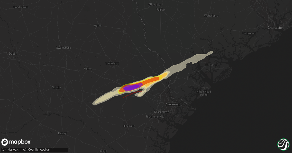 Hail map in Guyton, GA on April 5, 2022