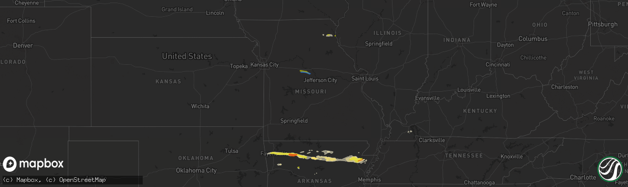 Hail map in Missouri on April 5, 2022