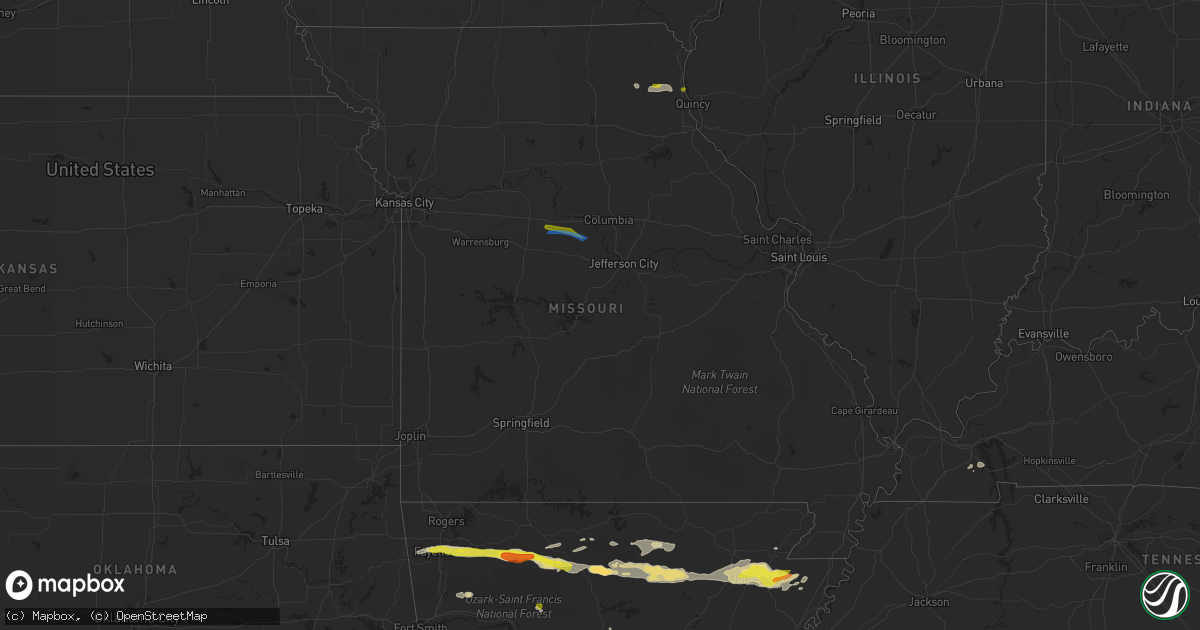 Hail map in Missouri on April 5, 2022