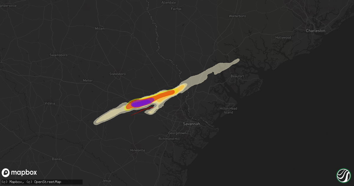 Hail map in Rincon, GA on April 5, 2022