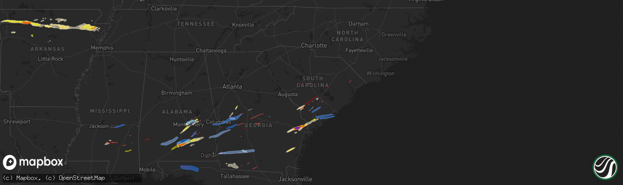 Hail map in South Carolina on April 5, 2022