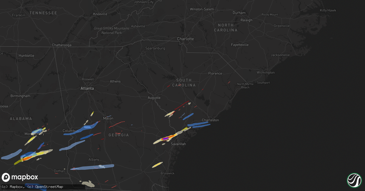 Hail map in South Carolina on April 5, 2022