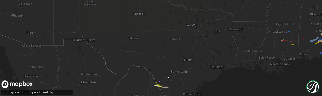 Hail map in Texas on April 5, 2022