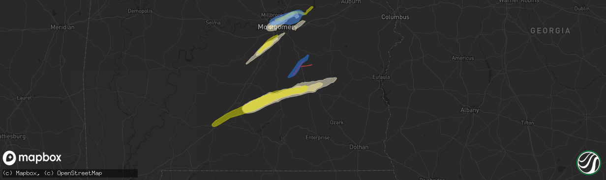 Hail map in Troy, AL on April 5, 2022