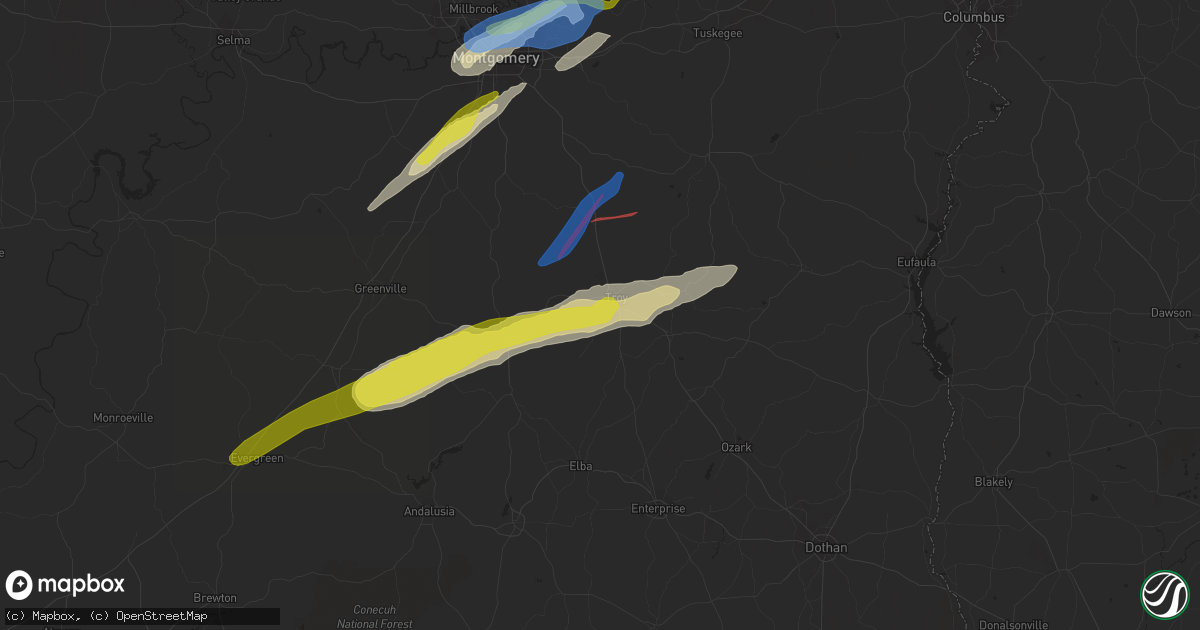 Hail map in Troy, AL on April 5, 2022