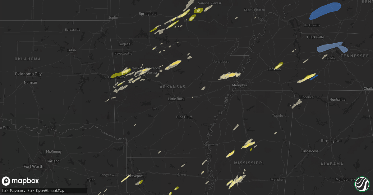 Hail map in Arkansas on April 5, 2023