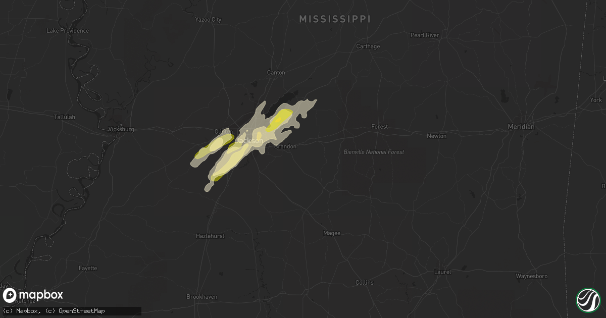 Hail map in Brandon, MS on April 5, 2023