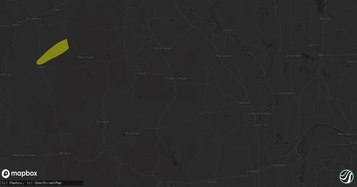 Hail map in Drury, MO on April 5, 2023