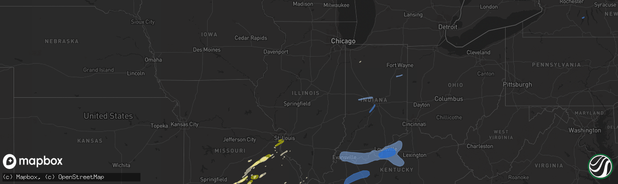 Hail map in Illinois on April 5, 2023