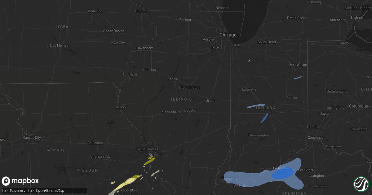 Hail map in Illinois on April 5, 2023