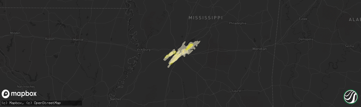 Hail map in Jackson, MS on April 5, 2023